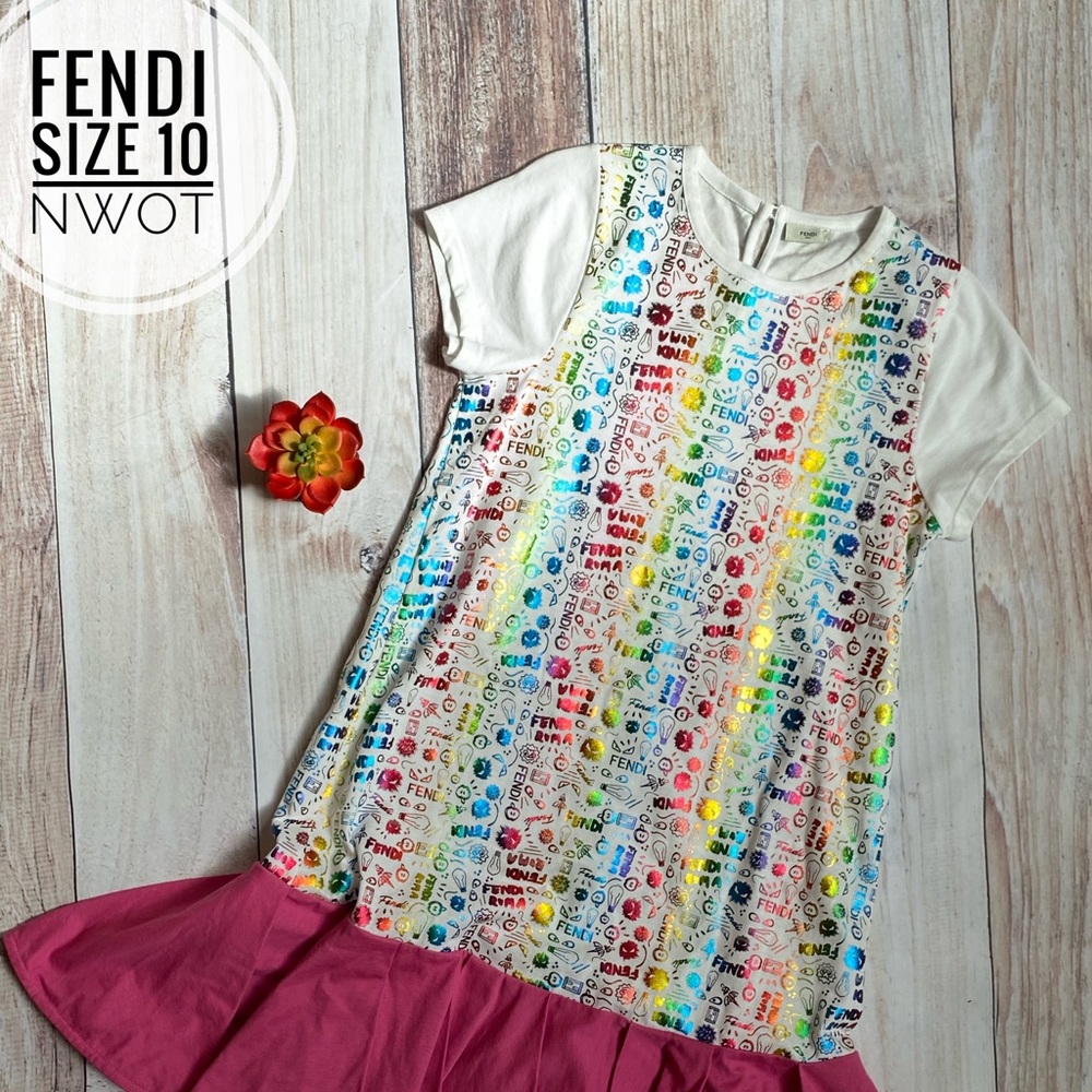 Fendi girls rainbow dress